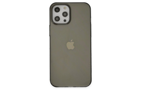 Newface iPhone 12 Pro Kılıf Pc Sert Şeffaf Kapak - Siyah