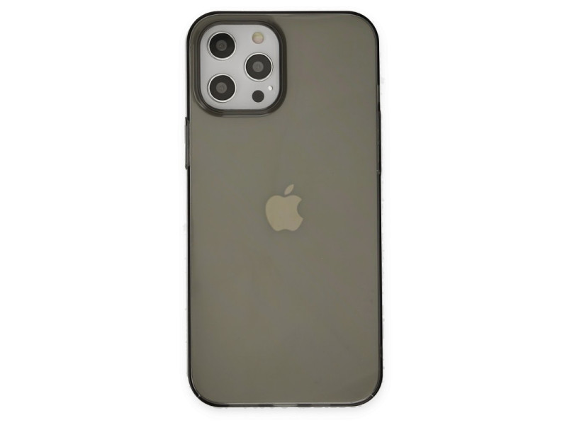Newface iPhone 12 Pro Kılıf Pc Sert Şeffaf Kapak - Siyah