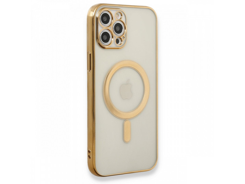 Newface iPhone 12 Pro Max Kılıf Magneticsafe Lazer Silikon - Gold