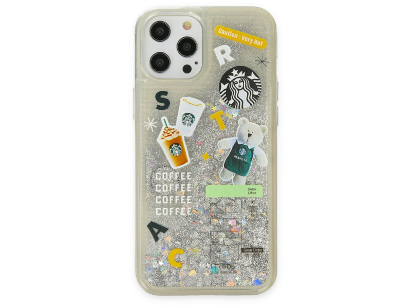 Newface iPhone 12 Pro Max Kılıf Starbuck Sulu Silikon - Gümüş