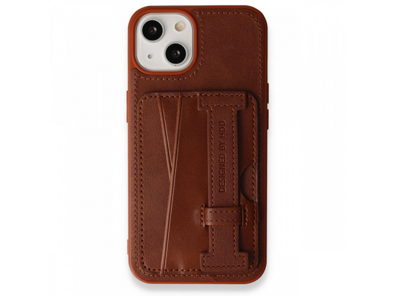 HDD iPhone 13 Kılıf HD Deri Kartvizitli Kapak - Kahverengi