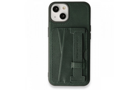 HDD iPhone 13 Kılıf HD Deri Kartvizitli Kapak - Yeşil
