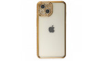 Newface iPhone 13 Kılıf Joke Taşlı Silikon - Gold