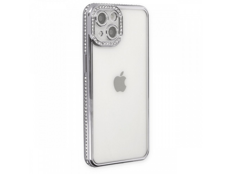 Newface iPhone 13 Kılıf Joke Taşlı Silikon - Gümüş