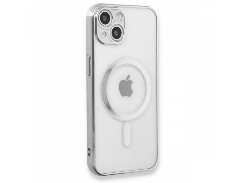 Newface iPhone 13 Kılıf Magneticsafe Lazer Silikon - Gümüş