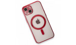 Newface iPhone 13 Kılıf Magneticsafe Lazer Silikon - Kırmızı