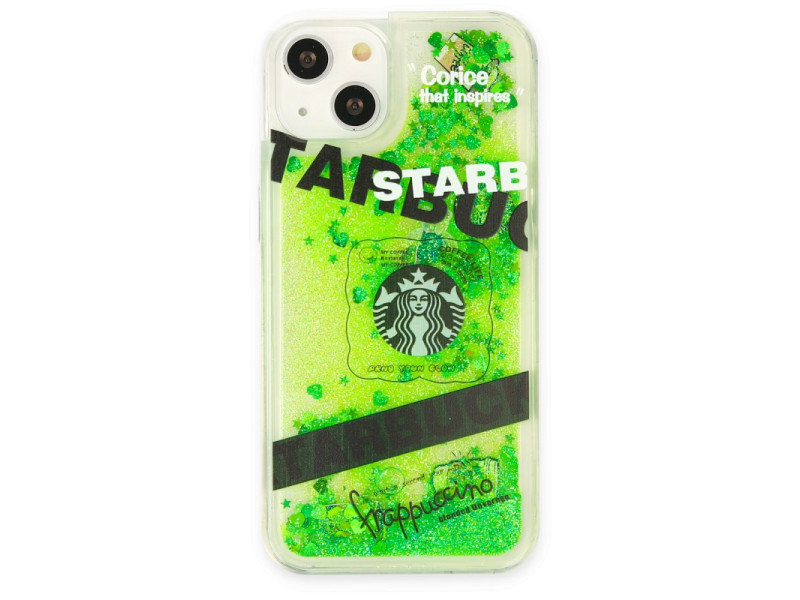 Newface iPhone 13 Kılıf Starbuck Sulu Silikon - Koyu Yeşil