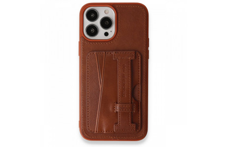 HDD iPhone 13 Pro Kılıf HD Deri Kartvizitli Kapak - Kahverengi