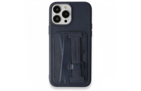 HDD iPhone 13 Pro Kılıf HD Deri Kartvizitli Kapak - Lacivert