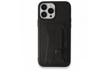 HDD iPhone 13 Pro Kılıf HD Deri Kartvizitli Kapak - Siyah
