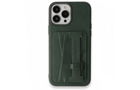 HDD iPhone 13 Pro Kılıf HD Deri Kartvizitli Kapak - Yeşil