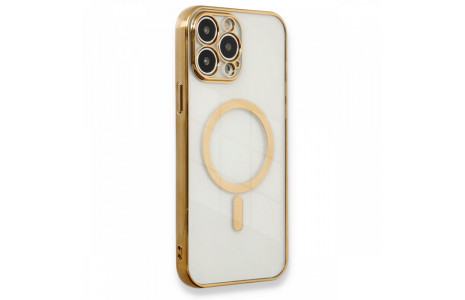 Newface iPhone 13 Pro Kılıf Magneticsafe Lazer Silikon - Gold