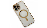 Newface iPhone 13 Pro Kılıf Magneticsafe Lazer Silikon - Gold