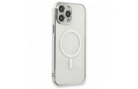 Newface iPhone 13 Pro Kılıf Magneticsafe Lazer Silikon - Gümüş