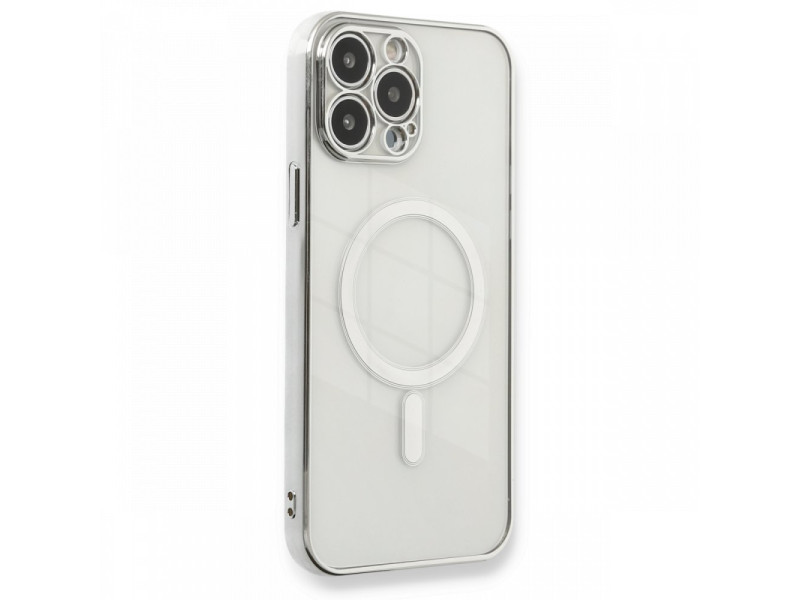 Newface iPhone 13 Pro Kılıf Magneticsafe Lazer Silikon - Gümüş