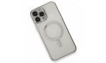 Newface iPhone 13 Pro Kılıf Magneticsafe Lazer Silikon - Gümüş