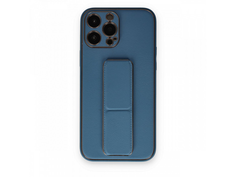 Newface iPhone 13 Pro Max Kılıf Coco Deri Standlı Kapak - Açık Mavi
