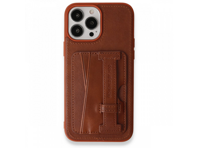 HDD iPhone 13 Pro Max Kılıf HD Deri Kartvizitli Kapak - Kahverengi