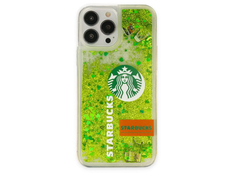 Newface iPhone 13 Pro Max Kılıf Starbuck Sulu Silikon - Açık Yeşil