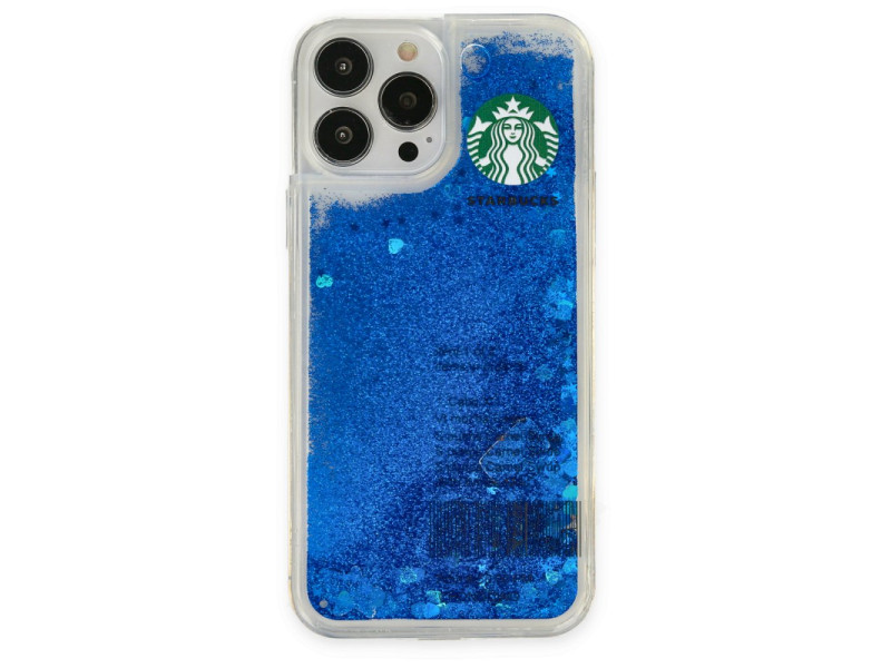 Newface iPhone 13 Pro Max Kılıf Starbuck Sulu Silikon - Mavi