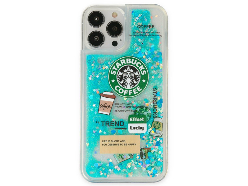 Newface iPhone 13 Pro Max Kılıf Starbuck Sulu Silikon - Turkuaz