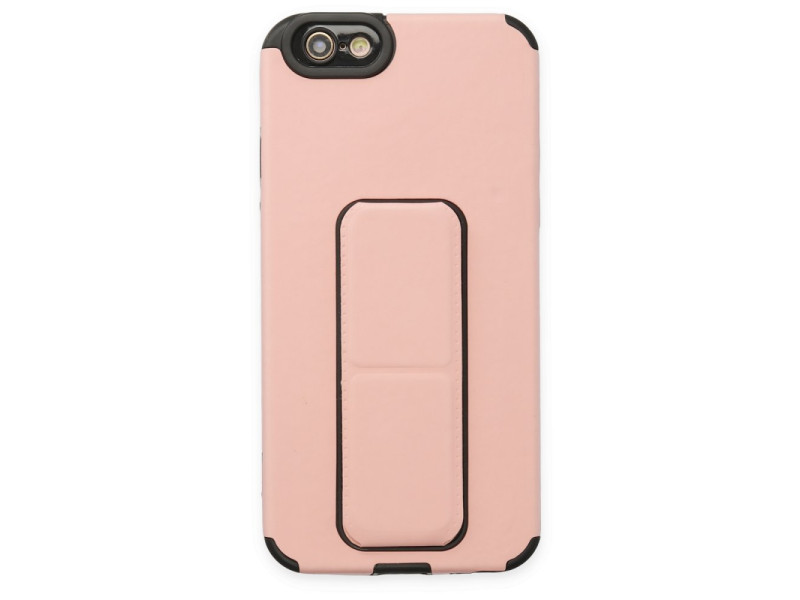 Newface iPhone 6 Kılıf Mega Standlı Silikon - Pudra