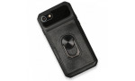 Newface iPhone 7 Kılıf Klik Yüzüklü Kartvizitli Silikon - Siyah