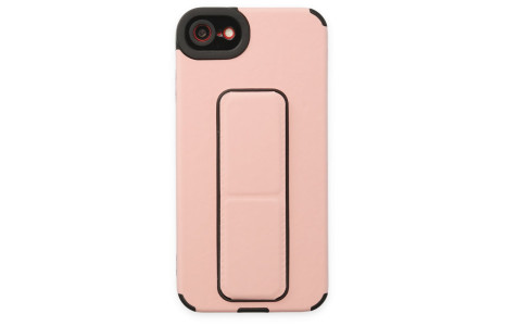 Newface iPhone 7 Kılıf Mega Standlı Silikon - Pudra