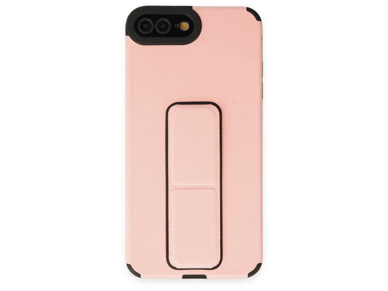 Newface iPhone 7 Plus Kılıf Mega Standlı Silikon - Pudra