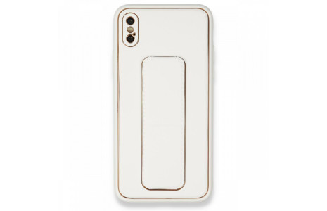 Newface iPhone X Kılıf Coco Deri Standlı Kapak - Beyaz