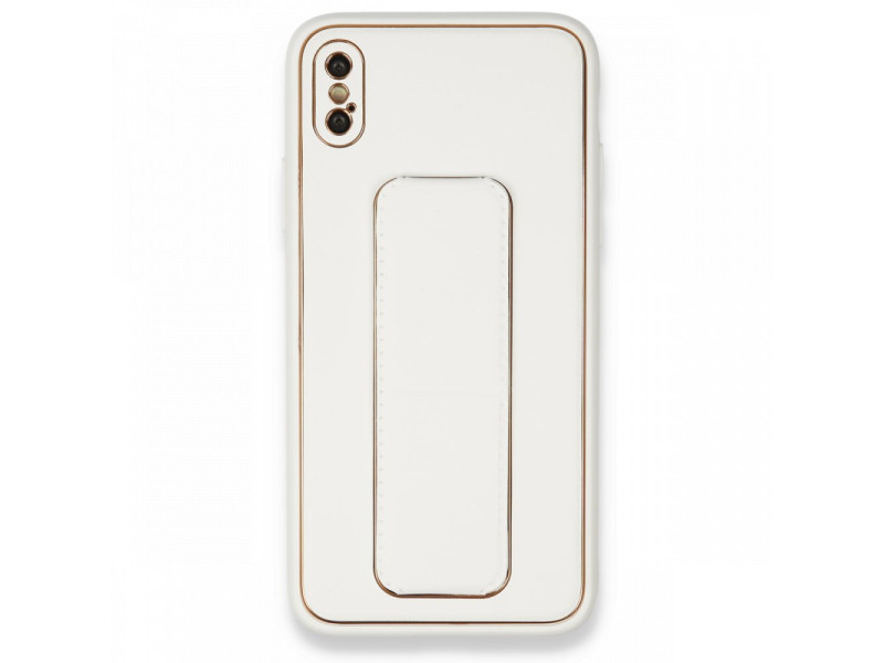 Newface iPhone X Kılıf Coco Deri Standlı Kapak - Beyaz