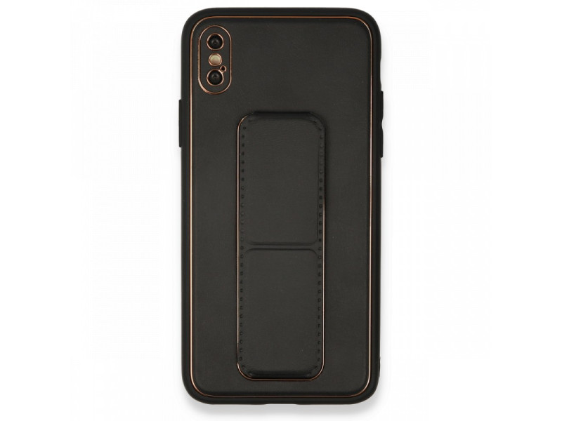 Newface iPhone X Kılıf Coco Deri Standlı Kapak - Siyah