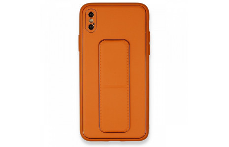 Newface iPhone X Kılıf Coco Deri Standlı Kapak - Turuncu