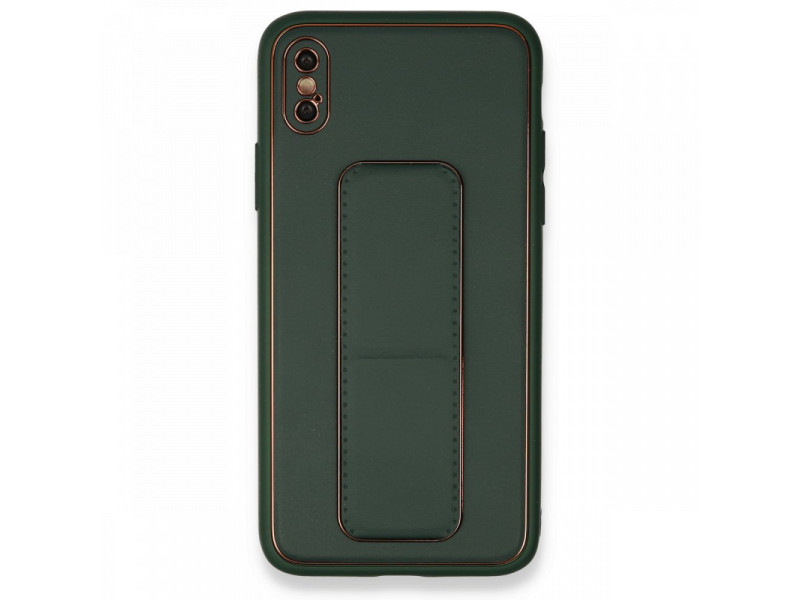 Newface iPhone X Kılıf Coco Deri Standlı Kapak - Yeşil