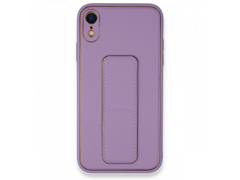 Newface iPhone XR Kılıf Coco Deri Standlı Kapak - Koyu Lila