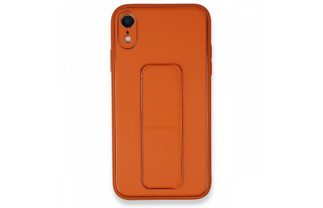 Newface iPhone XR Kılıf Coco Deri Standlı Kapak - Turuncu