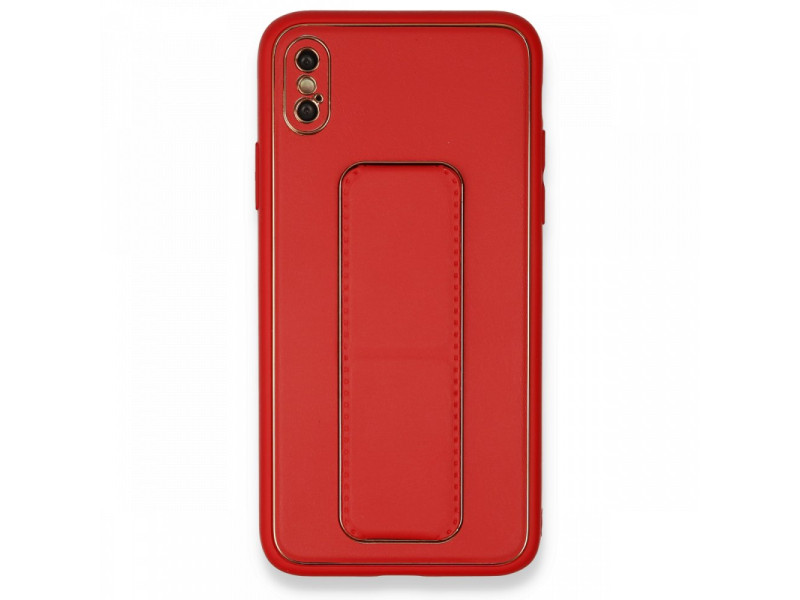 Newface iPhone XS Kılıf Coco Deri Standlı Kapak - Kırmızı