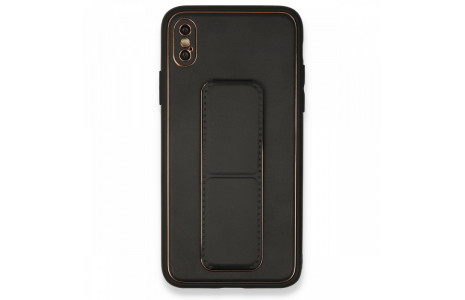 Newface iPhone XS Kılıf Coco Deri Standlı Kapak - Siyah