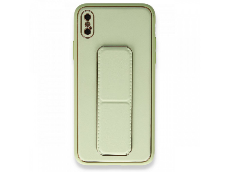 Newface iPhone XS Kılıf Coco Deri Standlı Kapak - Su Yeşili