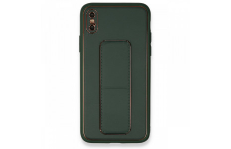 Newface iPhone XS Kılıf Coco Deri Standlı Kapak - Yeşil