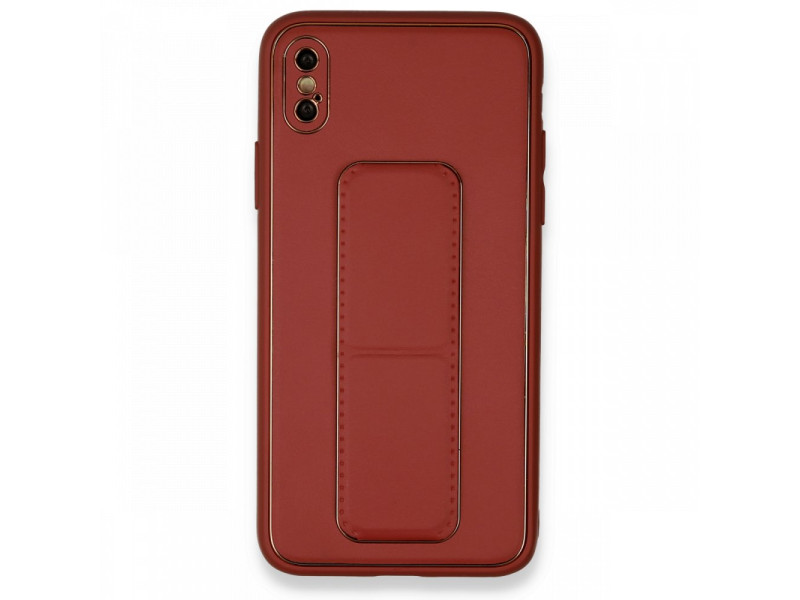 Newface iPhone XS Max Kılıf Coco Deri Standlı Kapak - Fuşya