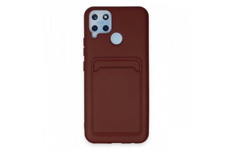 Newface Realme C25s Kılıf Kelvin Kartvizitli Silikon - Bordo