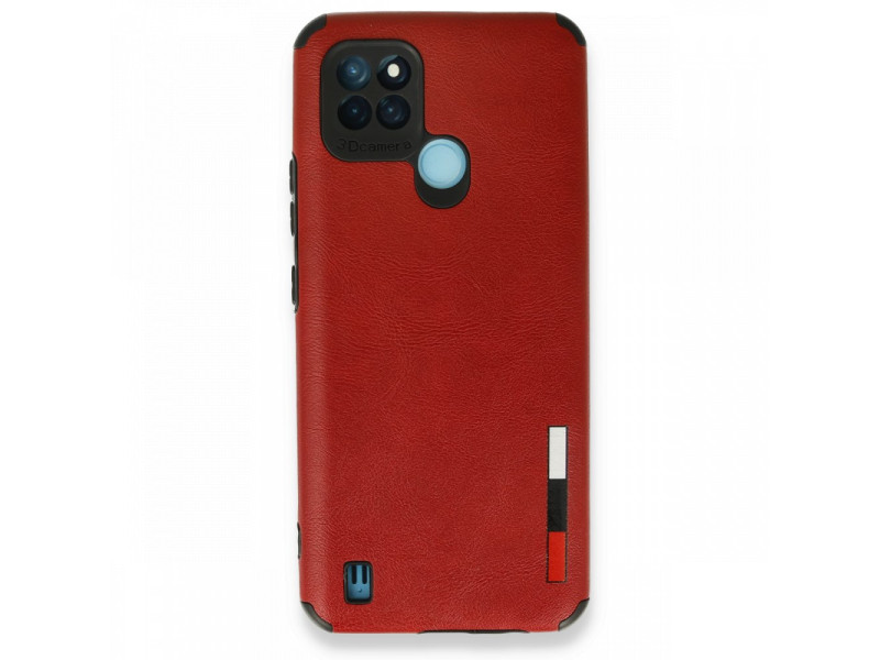 Newface Realme C25Y Kılıf Loop Deri Silikon - Kırmızı