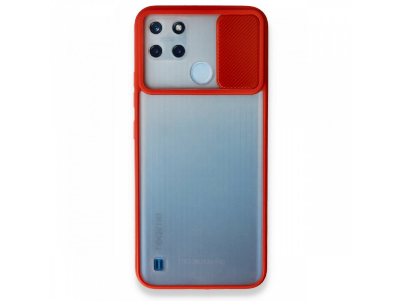 Newface Realme C25Y Kılıf Palm Buzlu Kamera Sürgülü Silikon - Kırmızı