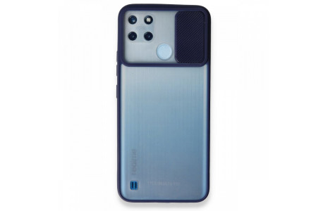 Newface Realme C25Y Kılıf Palm Buzlu Kamera Sürgülü Silikon - Lacivert