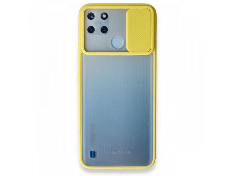 Newface Realme C25Y Kılıf Palm Buzlu Kamera Sürgülü Silikon - Sarı