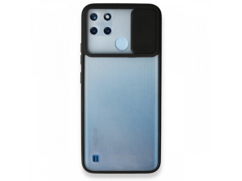 Newface Realme C25Y Kılıf Palm Buzlu Kamera Sürgülü Silikon - Siyah
