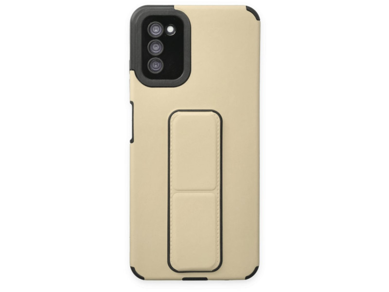 Newface Samsung Galaxy A03S Kılıf Mega Standlı Silikon - Gold