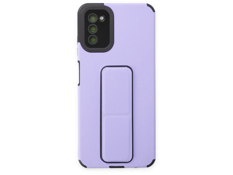 Newface Samsung Galaxy A03S Kılıf Mega Standlı Silikon - Lila