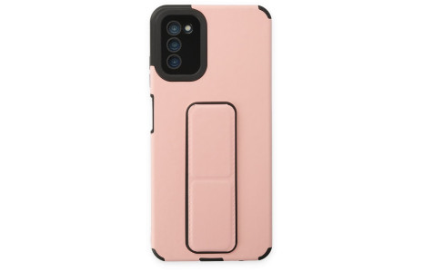 Newface Samsung Galaxy A03S Kılıf Mega Standlı Silikon - Pudra